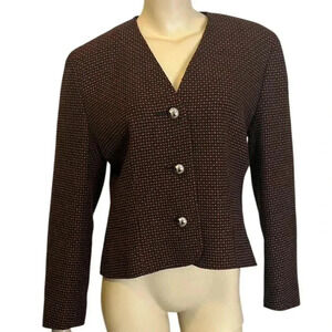 Vintage 90s 100% Wool Blazer Cropped Blazer Jaeger Red Black Career Sz 12 Office